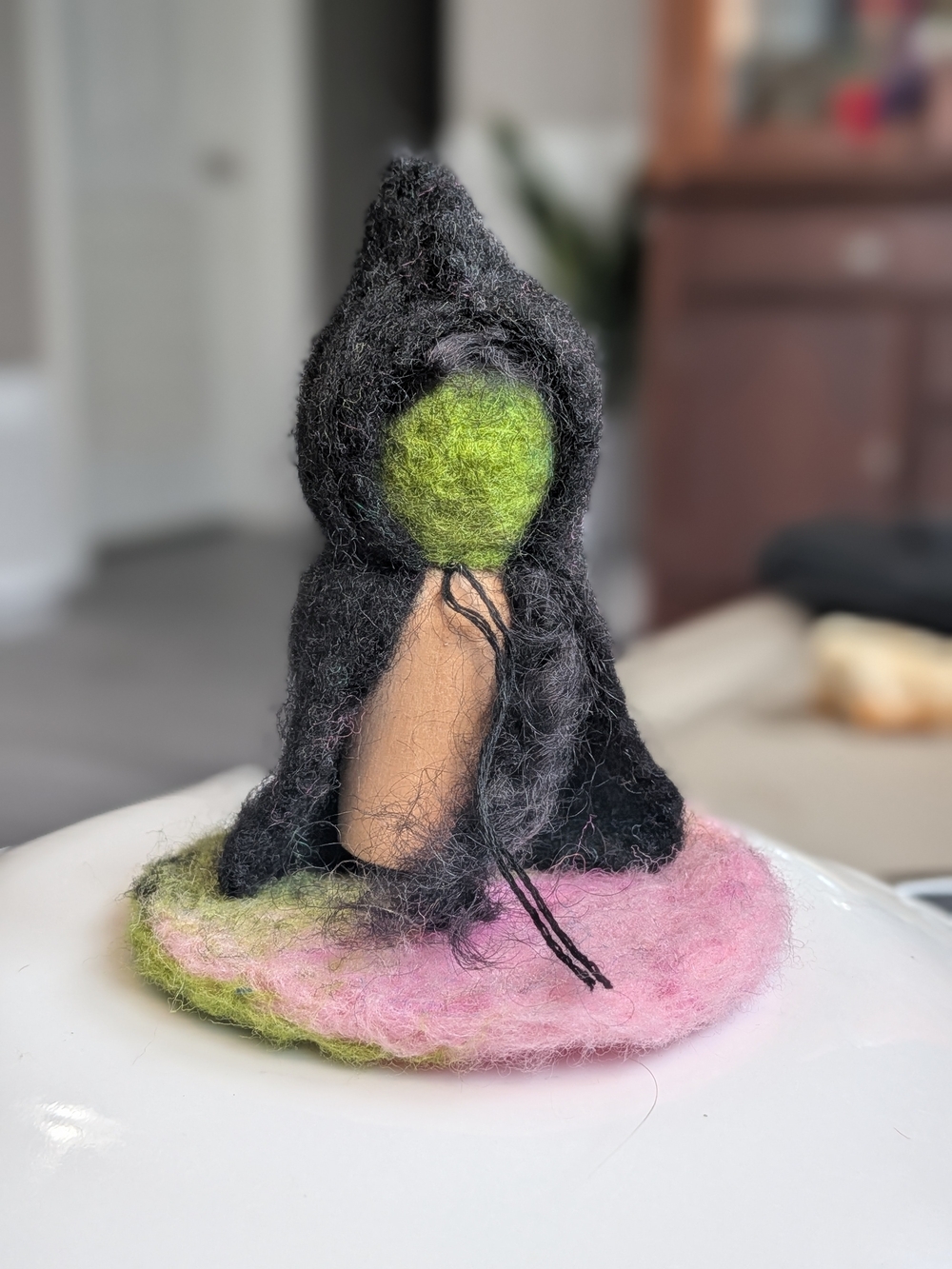 Handcrafted Felt "Elphaba" Peg Figure - Wicked-inspired